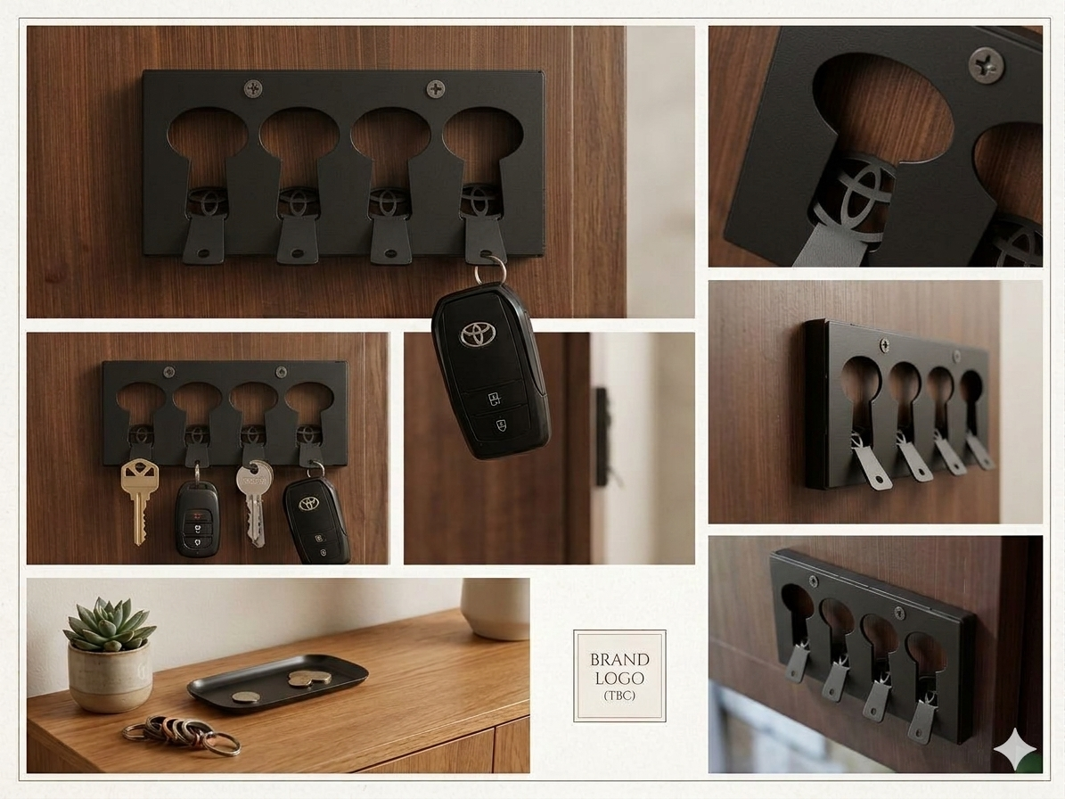 TOYOTA Master Key Holder – Buy 1 Get 1 Free | 4 Hook Gold Wall Mount
