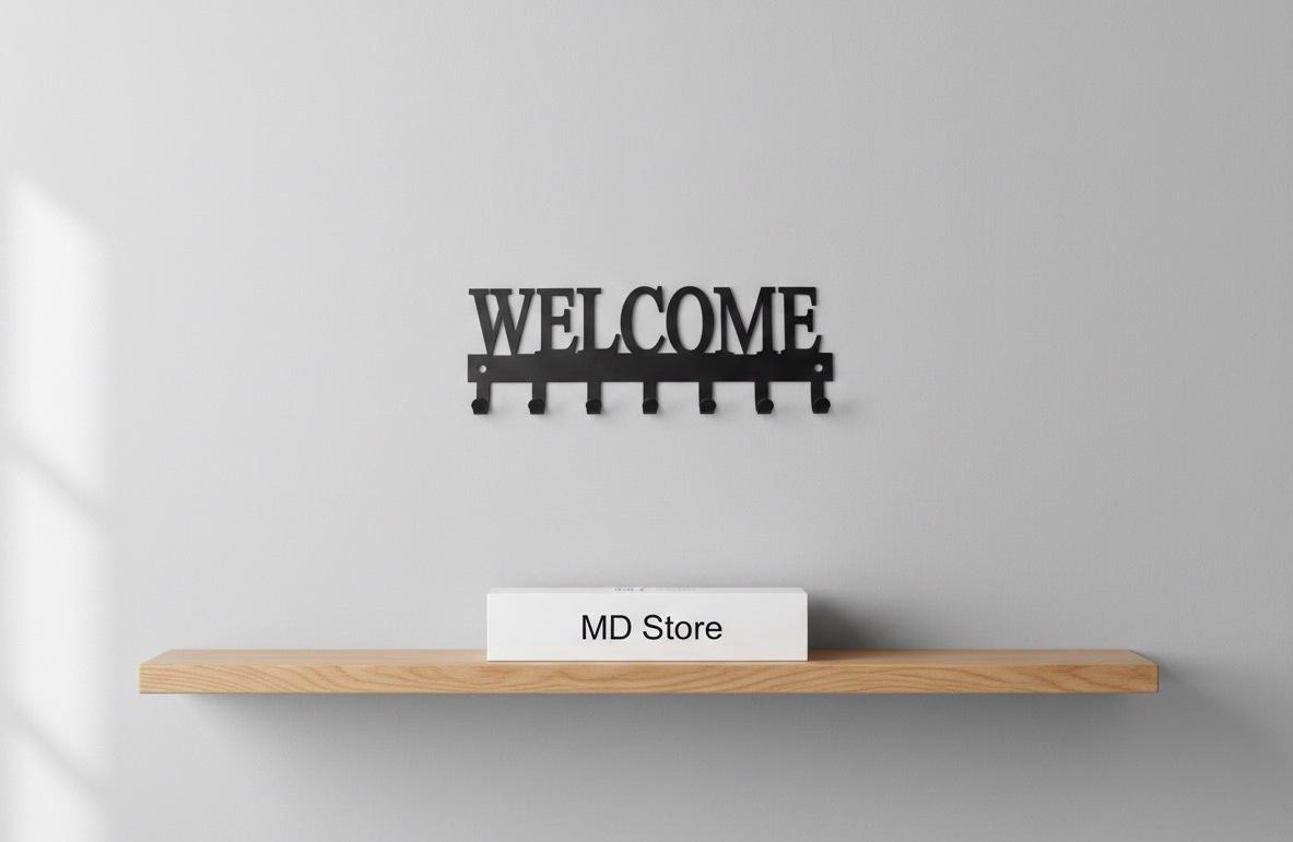 Welcome Wall Hook - Decorative Metal Key Holder with 7 Hooks