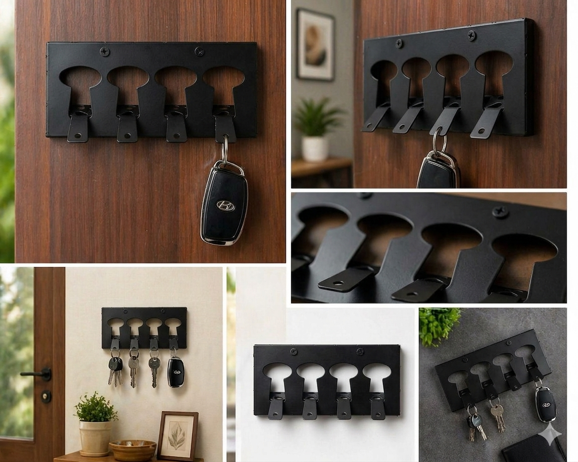 HYUNDAI Master Key Holder – Buy 1 Get 1 Free | 4 Hook Gold Wall Mount