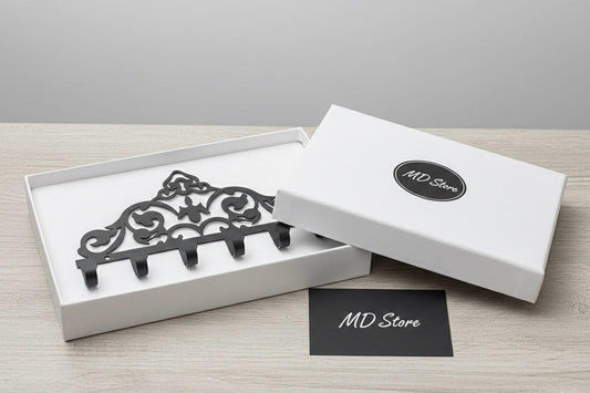 Premium Islamic Geometric Wall Mounted Key Holder - Decorative Metal Hook Rack