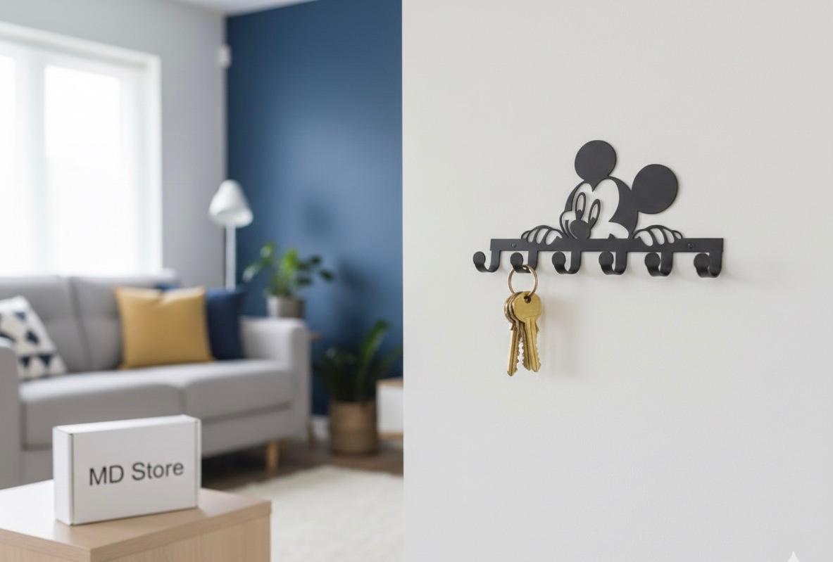 Mickey Mouse Metal Key Holder - Premium Wall Mounted Organizer