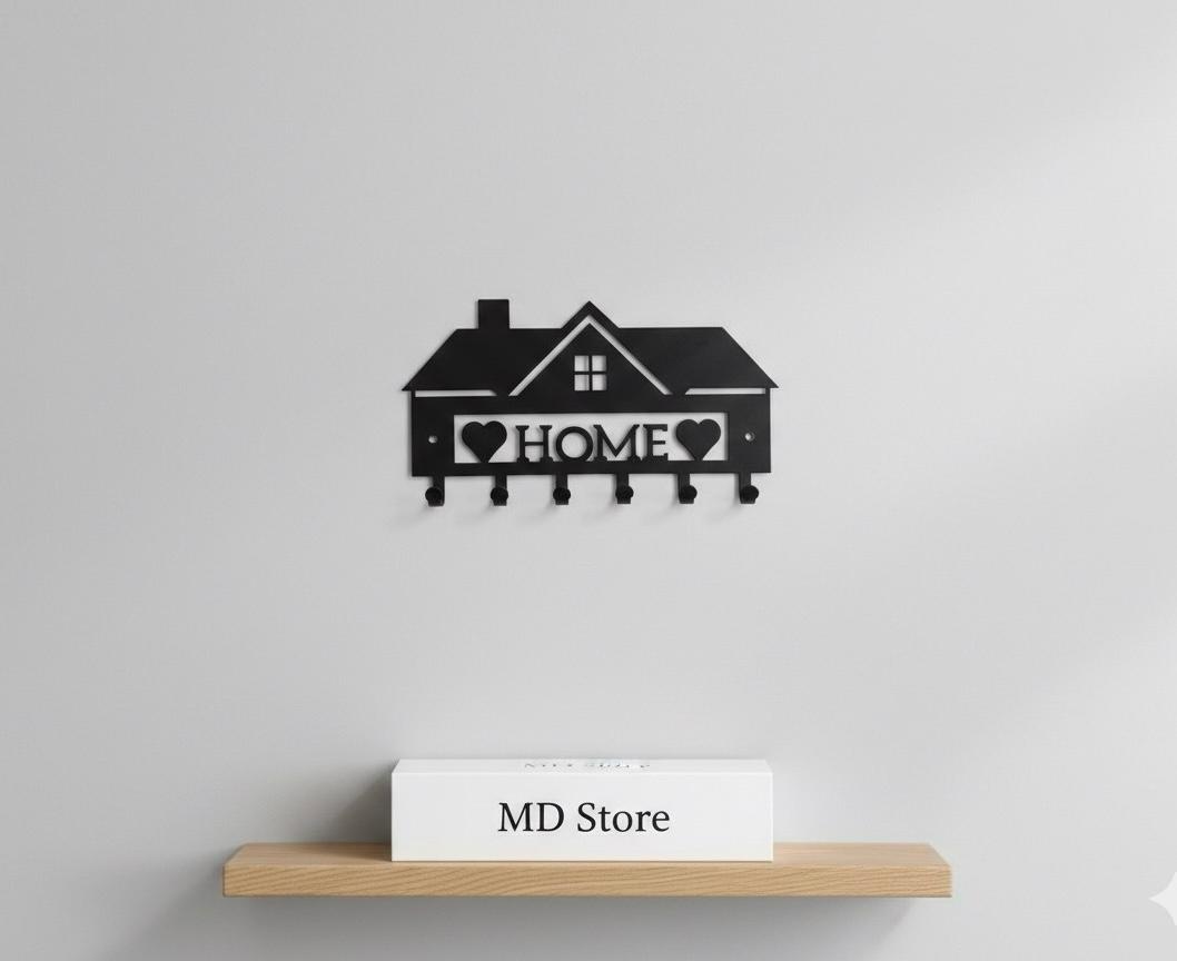 Home Wall Hook - Decorative Metal Key Holder with 6 Hooks