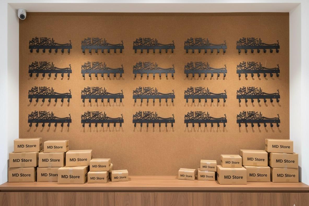 Bismillah Islamic Key Holder - Metal Wall Hook | 7 Hooks Organizer